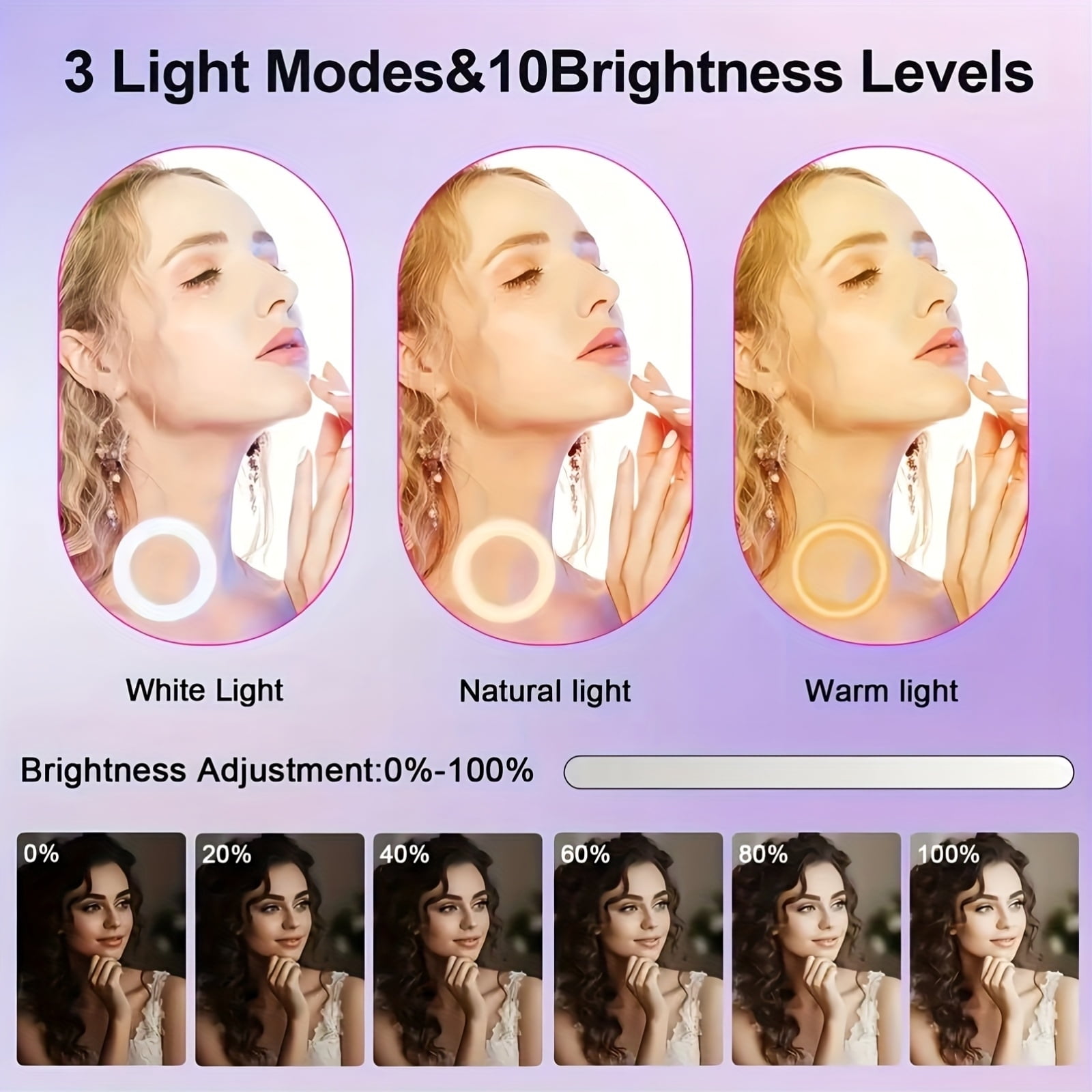 10/12'' Circular Selfie Ring Light, Desk Tripod And Phone Stand, Adjustable Height Ranging from 15 to 43 Inches, Dimmable LED Circular Light for Selfie Photography, Makeup, And Youtube