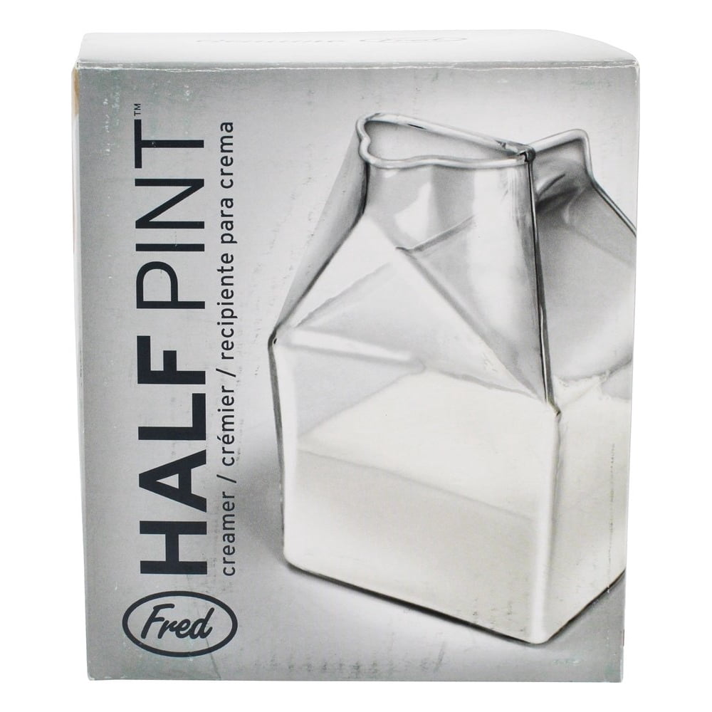 Fred & Friends Half Pint Glass Milk Carton for Creamer 8 oz