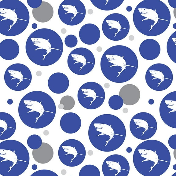 Great White Shark on Blue Premium Gift Wrap Wrapping Paper Roll Pattern