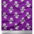 thumbnail image 1 of Soimoi Modal Satin Fabric Leaves & Floral Block Decor Fabric Printed Yard 42 Inch Wide, 1 of 3