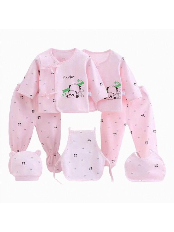 5Pcs Unisex Baby Boy Girl Cotton Layette Outfit Set Baby Cotton Clothes Suit for to 3 Months oy Girl Boy Essentials and Accessories Gifts Layette Set