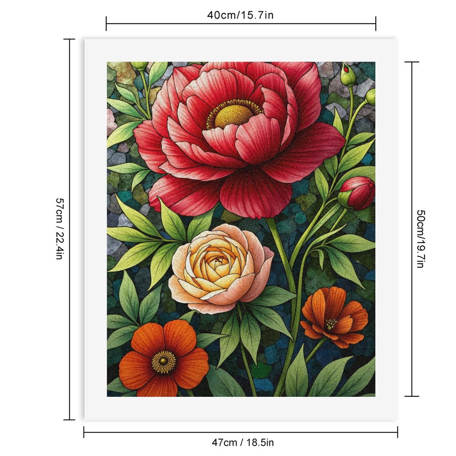 Paint by Numbers Kit for Adults, Vibrant Floral Mosaic Artistry Paint by Numbers, Easy Paint by Numbers Kit for Adults Beginner, DIY Adult Paint by Number Kits on Canvas, Home Decor
