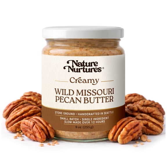 Creamy Wild Pecan Butter | Raw Stone Ground | Small Batch | No Added Sugar | No Palm Oil | Made in USA