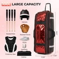 thumbnail image 5 of Fegat 100L Rolling Baseball Bag, Newly Catchers Gear Bag for Baseball Softball, Portable Waterproof Equipment Bag Holds 8 Bats, Stand-Up Base, Reflective Strip, Fence Hooks, 5 of 9