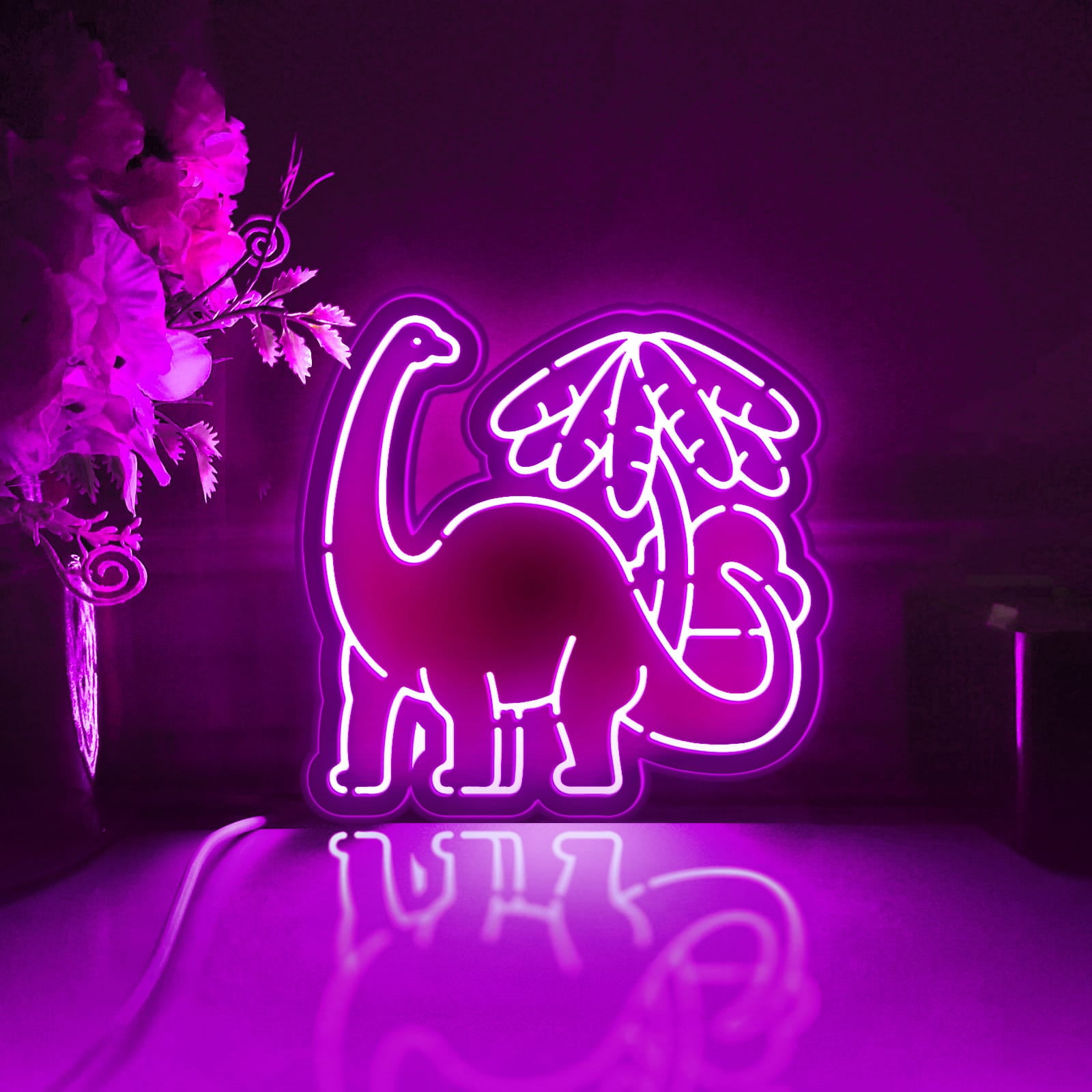 Dinosaur Led Light Box, Dimmable Neon-Like Light Signs USB Power for Wall Decor Bedroom Decoration, RGB Light (WxH) 16"x15"