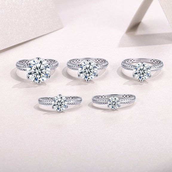 Apaison 925 Sterling Silver 1CT&2CT&3 Carat Moissanite Women Wedding Ring - Engagement Anniversary Jewelry Gift - Size 5 ~9