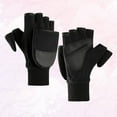 thumbnail image 2 of Guantes de invierno de lana para hombre, gruesos y cálidos, de punto, con medio dedo y muñequera, para entrenamiento deportivo al aire libre, suministros para montar a caballo (negro, talla M), 2 of 7