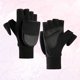thumbnail image 2 of Guantes de invierno de lana para hombre, gruesos y cálidos, de punto, con medio dedo y muñequera, para entrenamiento deportivo al aire libre, suministros para montar a caballo (negro, talla M), 2 of 7