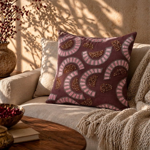 Aubra Arcs Hand Crafted Decorative Designer 16x16 inch Pillow Cover