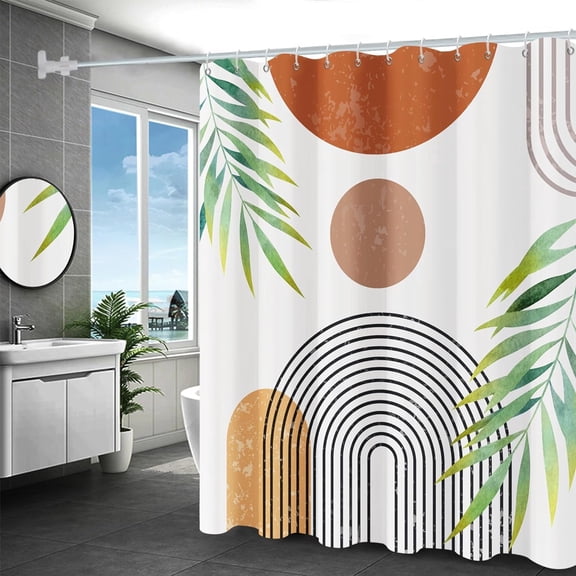 Boho Shower Curtains for Bathroom Boho Bathroom Decor Mid Century Fabric Bathroom Curtain - 72" x 72" Bohemian Botanical Waterproof Colorful Bath Curtain with 12 Hooks