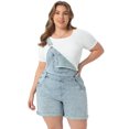 thumbnail image 3 of DARING DIVA Women's Plus Size Jumpsuit Roll Hem Pocket Denim Overalls 3X Light Blue, 3 of 6