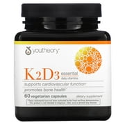 Youtheory - Vitamin K2 D3 Essential Daily Vitamins - 60 Vegetarian Capsules