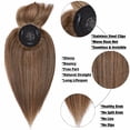 thumbnail image 4 of Benehair Women Topper Hairpiece With Bang Clip In Human Remy Hair Mono Base Toupee Top Cover Highlight US, 4 of 13
