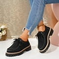 thumbnail image 3 of Rokment Womens Vintage Fashion Sneakers 2026 Spring Fall Suede Leather Lace up Chunky Mid Heel Casual Oxfords Dress Loafers Walking Shoes Black Size 6, 3 of 7