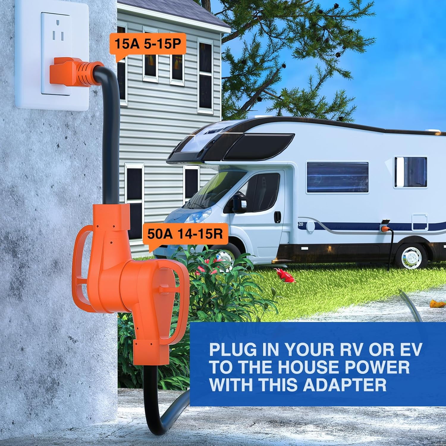 Nilight RV Locking Adapter Cord - 15 Amp To 50 Amp, 10 Gauge Pure Copper Wire, ETL Listed, Weatherproof For RV, Camper, Trailer - View #3
