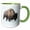 Green/White, variant on 3drose, Usa, Wyoming, Yellowstone Np. Bison Walking in Snow., 11oz Two-tone Green Mug