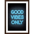 thumbnail image 2 of Art.com Good Vibes Only - Blue Neon Art Print, Brown Frame Wall Art, 32" x 44", 2 of 5