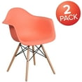 thumbnail image 2 of BizChair 2 Pack Peach Plastic Chair with Arms and Wooden Legs, 2 of 7
