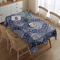 thumbnail image 2 of Blue and White Ethnic Floral Pattern Rectangle Tablecloth 60"x84",Waterproof Polyester Rectangle Table Cloth, Wipeable Spillproof Polyester Tablecloth for Dining, Camping, Indoor and Outdoor, 2 of 5