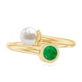 thumbnail image 4 of Rosec Jewels Freshwater Pearl Emerald Toi Et Moi Promise Ring - Ready to Gift with Jewelry Box, 10K Yellow Gold, US 6.00, 4 of 8