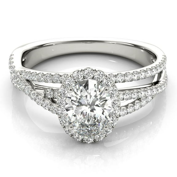 Lina Jewel 2.13 Ct Excellent Oval Cut Diamond Halo Ring - 14K White Gold Plated Eternity Band - Criss Cross Design with Lab-Created Diamond - Perfect Engagement Ring for Women's - Anniversary Gift