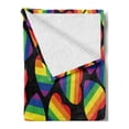 thumbnail image 2 of Pride Soft Flannel Fleece Blanket, Rainbow Colored Striped Heart Shapes on Black Backdrop Gay Lesbian Love Parade Print, Cozy Plush for Indoor and Outdoor Use, 50" x 60", Multicolor, by Ambesonne, 2 of 5