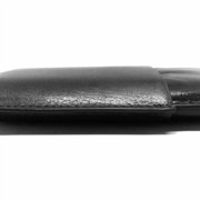 Black Leather 3-Finger Cigar Case – (Fleur de Lis)