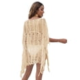 thumbnail image 4 of Seaside Beach Cover-up Women's Boat Collar Irregular Hollow Woven Dress, 4 of 7