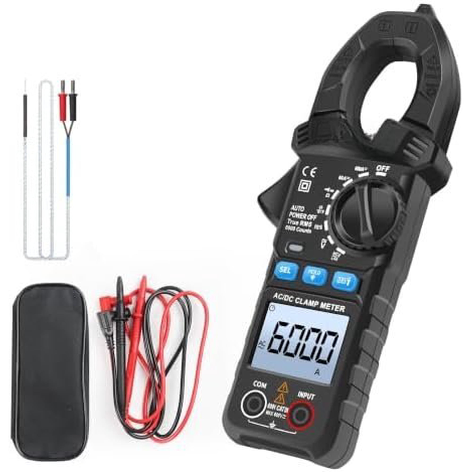 6000 Counts Digital Clamp Meter 35mm NCV AC DC Current Tester