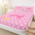 thumbnail image 4 of Erosebridal Kawaii Bow Flowers Full Size Sheets 4-Piece for Teens,Kids Girls Cartoon Polka Dots Bed Sheets,Luxury Bedroom Decor, 4 of 5
