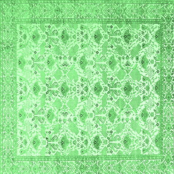 Ahgly Company Indoor Square Persian Emerald Green Traditional Area Rugs, 5' Square