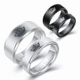 thumbnail image 2 of Couples Rings Titanium Steel Matching Bands For Her And Him Geometric Stainless Steel Promise Rings Fashion Jewelry Set, 2 of 4