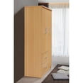 thumbnail image 4 of Hodedah Import 3 Door Armoire w/ Clothing Rod, Shelves, & 2 Drawers, Beech, 4 of 5