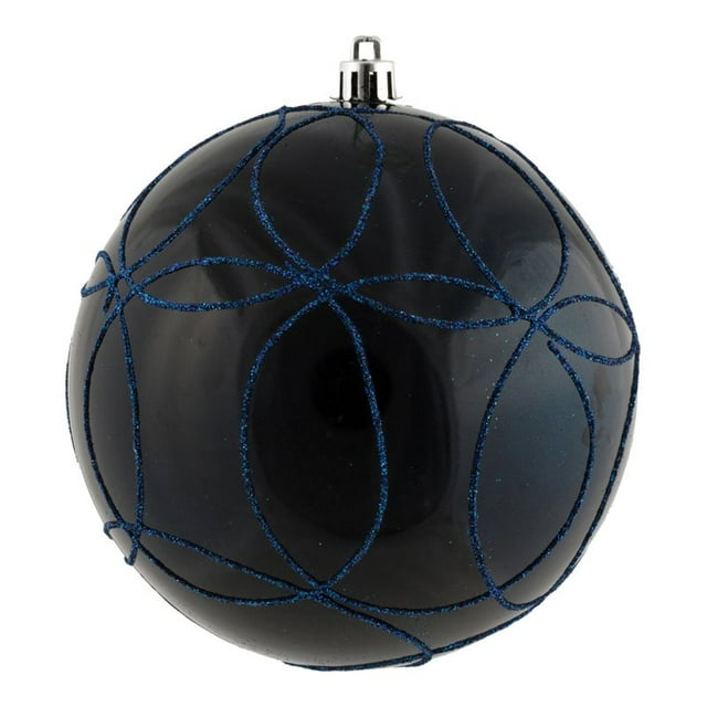 Vickerman Ornements à Paillettes Circulaires 4.75 Pouces en Bleu Minuit (Ensemble de 4)