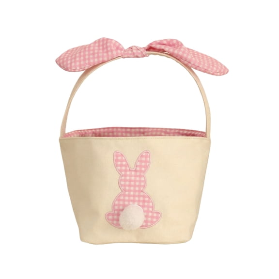 Easter Basket with Bunny, Baby Easter Bucket for Boys & Girls, Bunny Egg Hunt Basket, Reusable Kids Easter Gift Keepsake, Focus and Spring Celebrations(1pc,Pink)