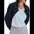 thumbnail image 1 of Blusa de Mujer Sin Mangas con Cuello Redondo, Dobladillo Ondulado con Colores Contrastantes y Bordado Azul L, 1 of 7