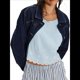 thumbnail image 1 of Blusa de Mujer Sin Mangas con Cuello Redondo, Dobladillo Ondulado con Colores Contrastantes y Bordado Azul L, 1 of 7
