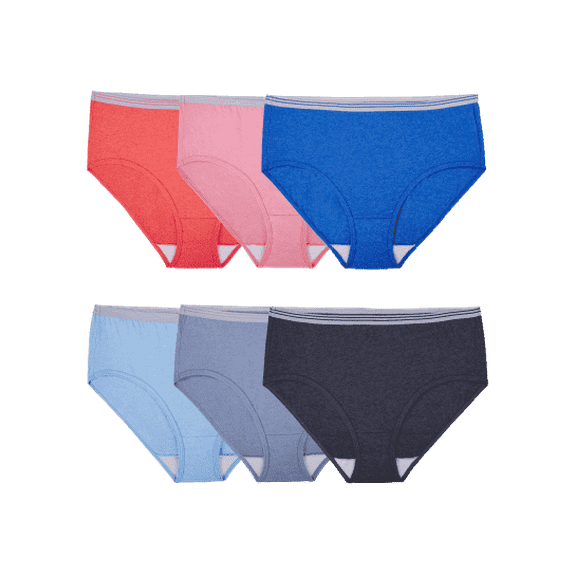 Fruit of the Loom Women's 6 Pack Heather Low-Rise Brief Panties, Assorted, 9