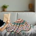 thumbnail image 3 of Tribal Soft Flannel Fleece Throw Blanket, Abstract Style Themed Boho Sun Pattern Art Print on Greyscale Background, Cozy Plush for Indoor and Outdoor Use, 60" x 80", Turquoise and Coral, by Ambesonne, 3 of 5