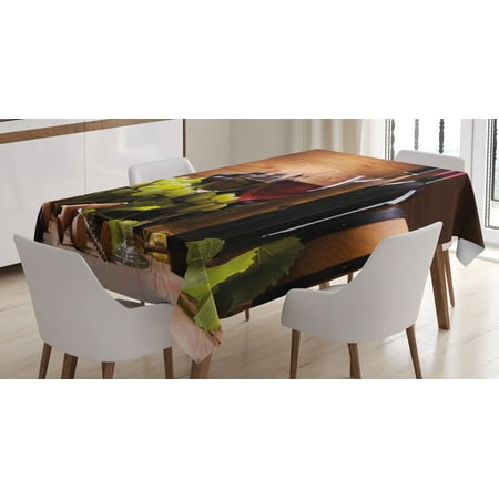 - Wine Tablecloth, Glasses of Red and White Wine Served with Grapes French Gourmet Tasting, Rectangular Table Cover for Dining Room Kitchen, 60 X 84 Inches, Brown Ruby Light Green, by Ambesonne