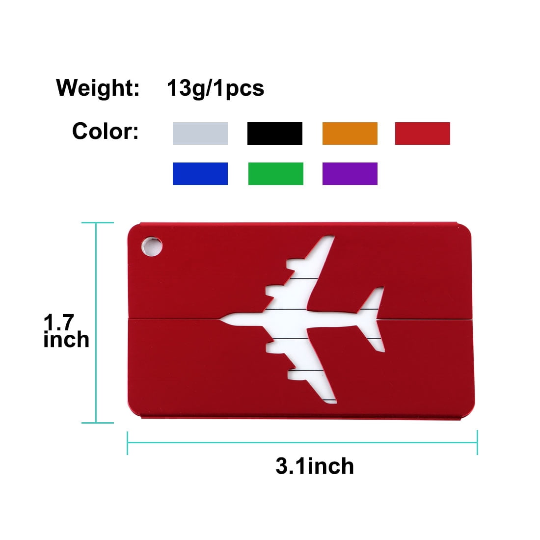 Airport Luggage Handbag Message Label Aluminium Metal Tag Card Holder Red 2pcs