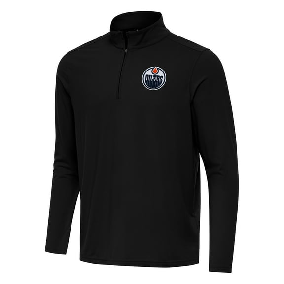 Men's Antigua Black Edmonton Oilers Intent Quarter-Zip Top