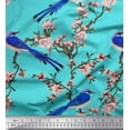 thumbnail image 1 of Soimoi Satin Silk Fabric Blossom & Paradise Whydah Bird Print Fabric by The Yard 42 Inch Wide, 1 of 3