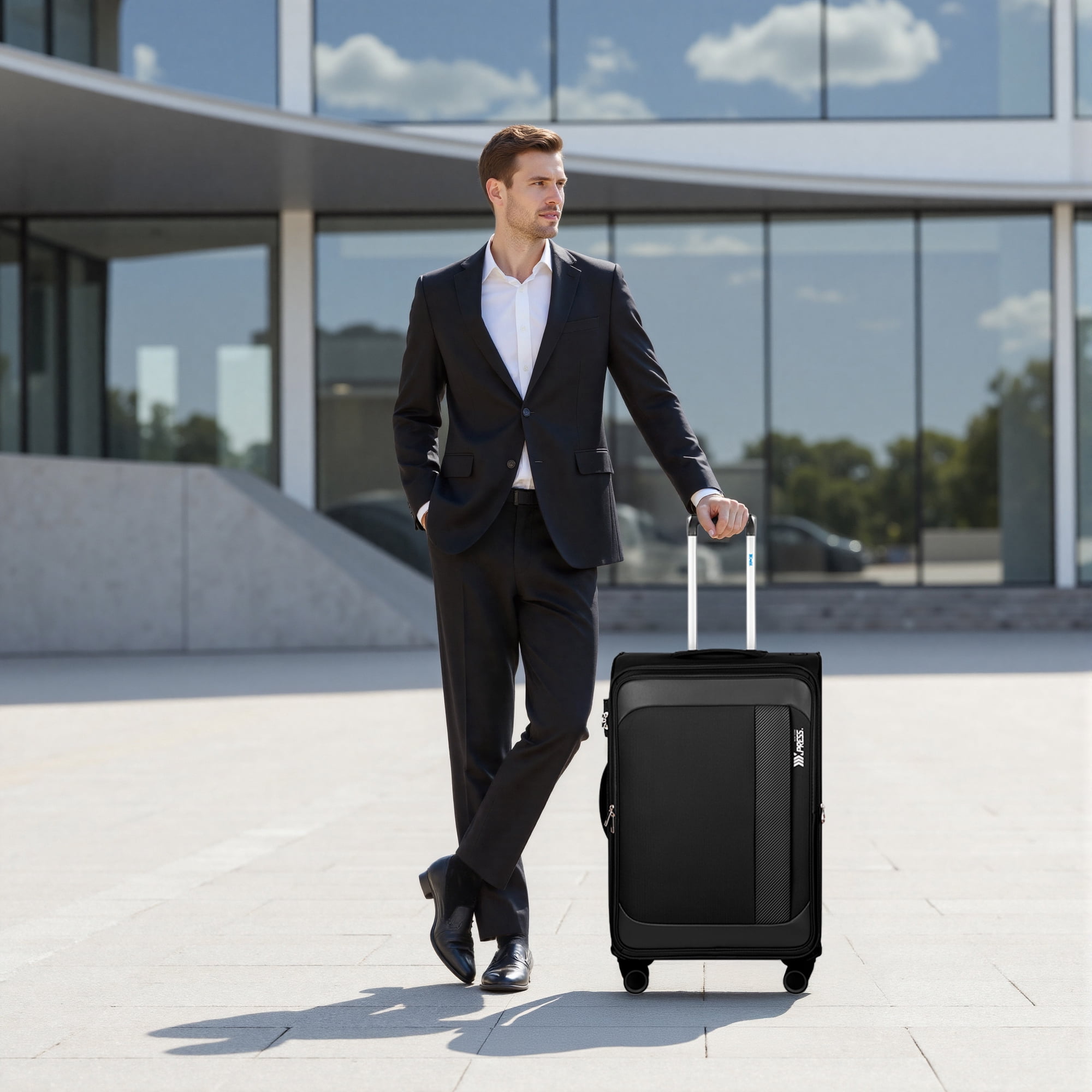 New York Xpress 26" Softside Expandable Luggage Medium Checked Suitcase with Spinner Wheels & TSA Lock, Black - 8809