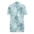 thumbnail image 5 of Cagogo Women's 2 Piece Shorts Set Casual Summer Cruise Outfits Loose V Neck Short Sleeve Jacket Tie Waist Matching Beach Set Tropical Leaves Hawaiian Vacation Clothes, Light Blue S, 5 of 5