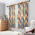 thumbnail image 2 of Yayeee Window Curtains Light Filtering 63"x52" Grommet Panel Pair Home Living Room Decor, Orange Geometric, 2 of 7