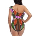 thumbnail image 5 of Sikiie Peacock butterfly Print Women One Piece Swimsuits Tummy Control One Shoulder Bathing Suits Ruffle Swimwear, From S to XXL-Small, 5 of 6