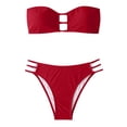 thumbnail image 6 of UTSJKR Women's 2026 Strapless Hollow Out Bandeau Bikini, Triangle Split Bathing Suit, Casual Summer Pool Beach Swimwear Red M, 6 of 8