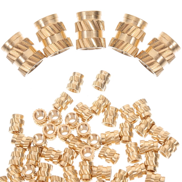 Minkissy 100Pcs Female Thread Knurled Nuts Copper Brass Embedment Nut For Diy Projects And Professional Use