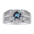 thumbnail image 1 of RYLOS Men's Rings Sterling Silver Designer Starburst 7MM Round Gemstone & Diamond Ring Alexandrite June Birthstone Rings Size 8, 1 of 7